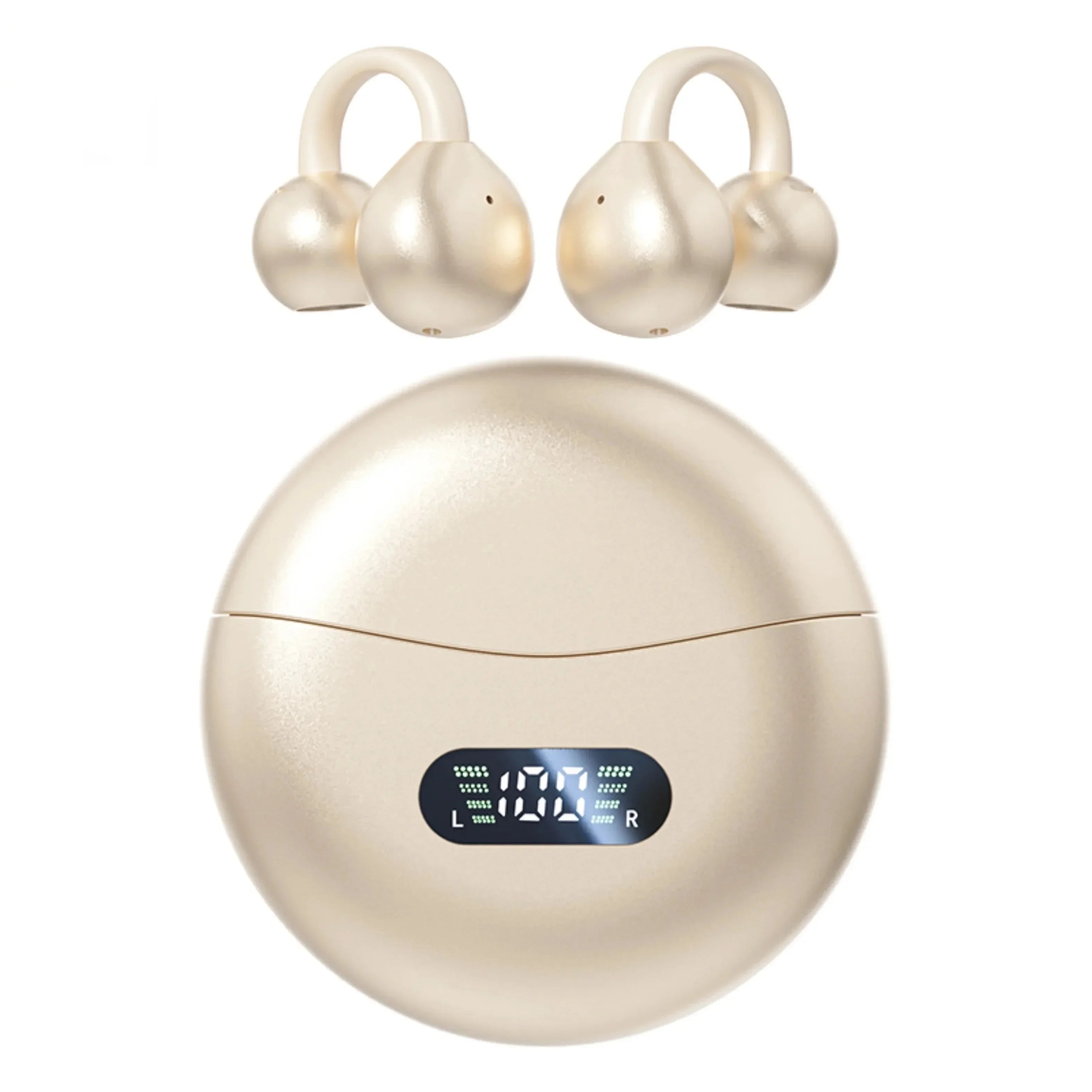 Wireless Earphones Bluetooth 5.4 Earbuds Clip on Ear Comfortable Headphones for Xiaomi Iphone Sport Digital Display Headsets