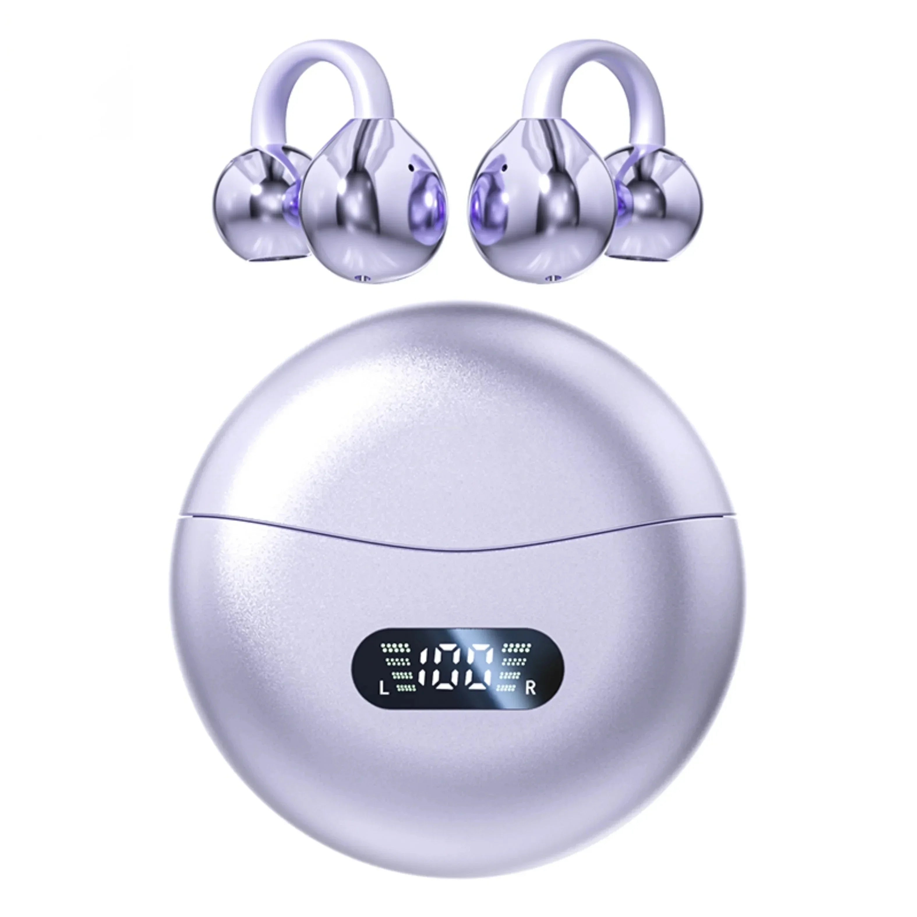 Wireless Earphones Bluetooth 5.4 Earbuds Clip on Ear Comfortable Headphones for Xiaomi Iphone Sport Digital Display Headsets